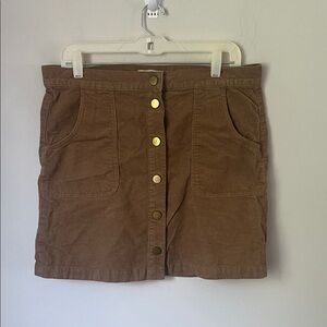 Tory Burch Brown SnapFront Lucitano Corduroy BeachWood MiniSkirt Sz Womens 10 ❤️